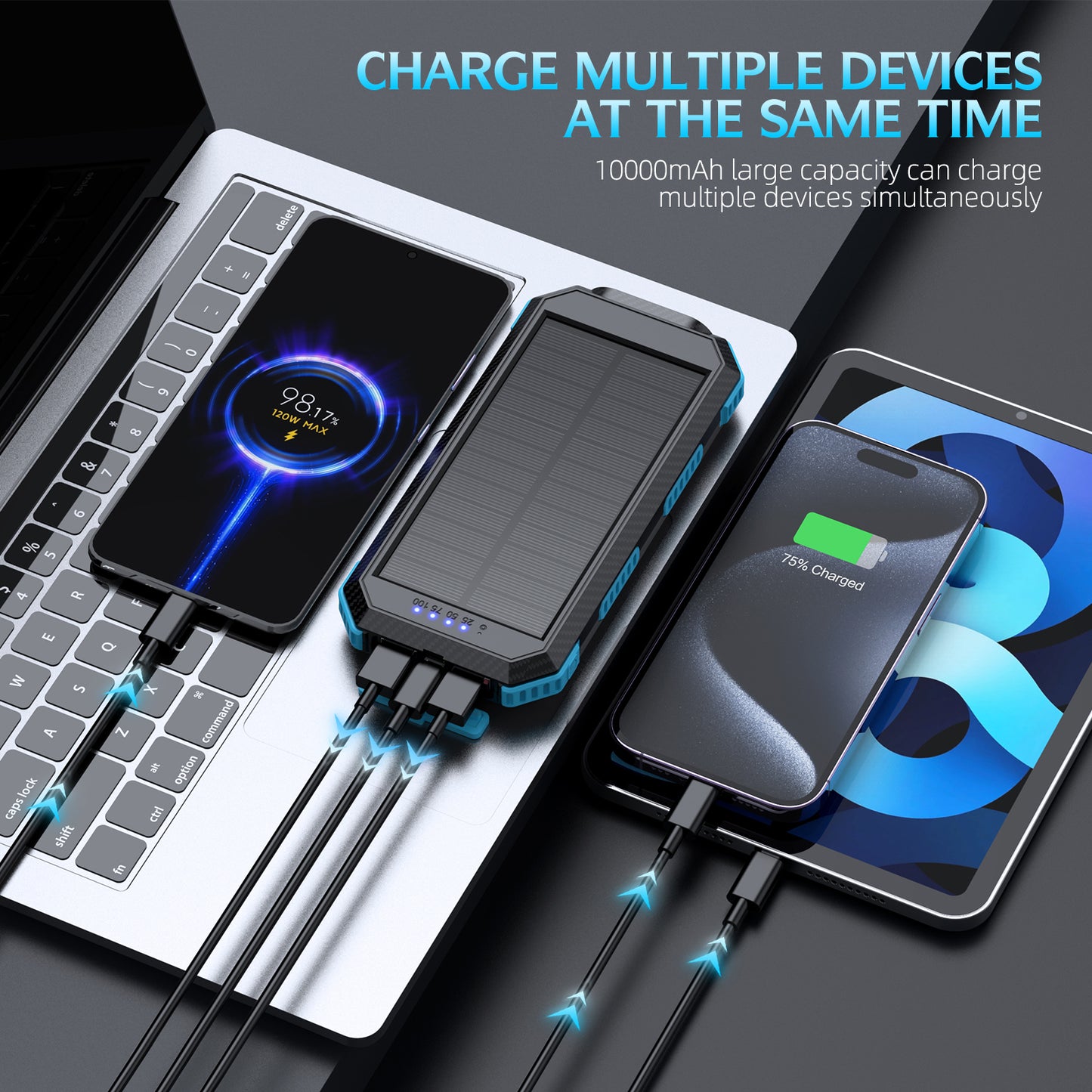 Solar Wireless Power Bank with Fast Charging