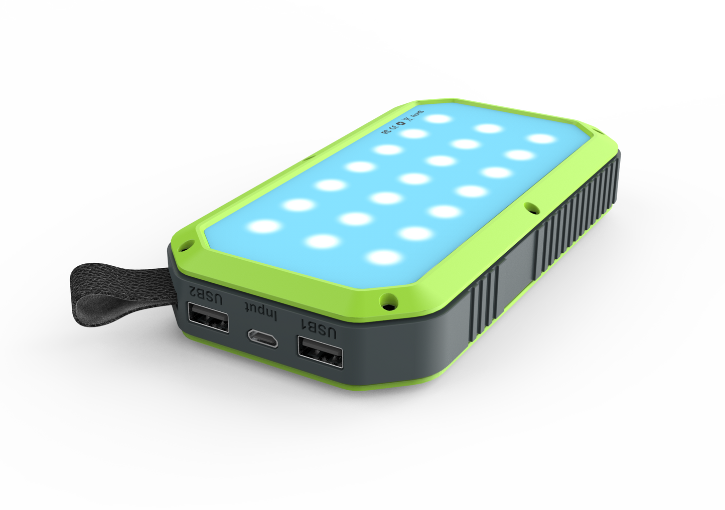 Working diagram of the back of green solar charger