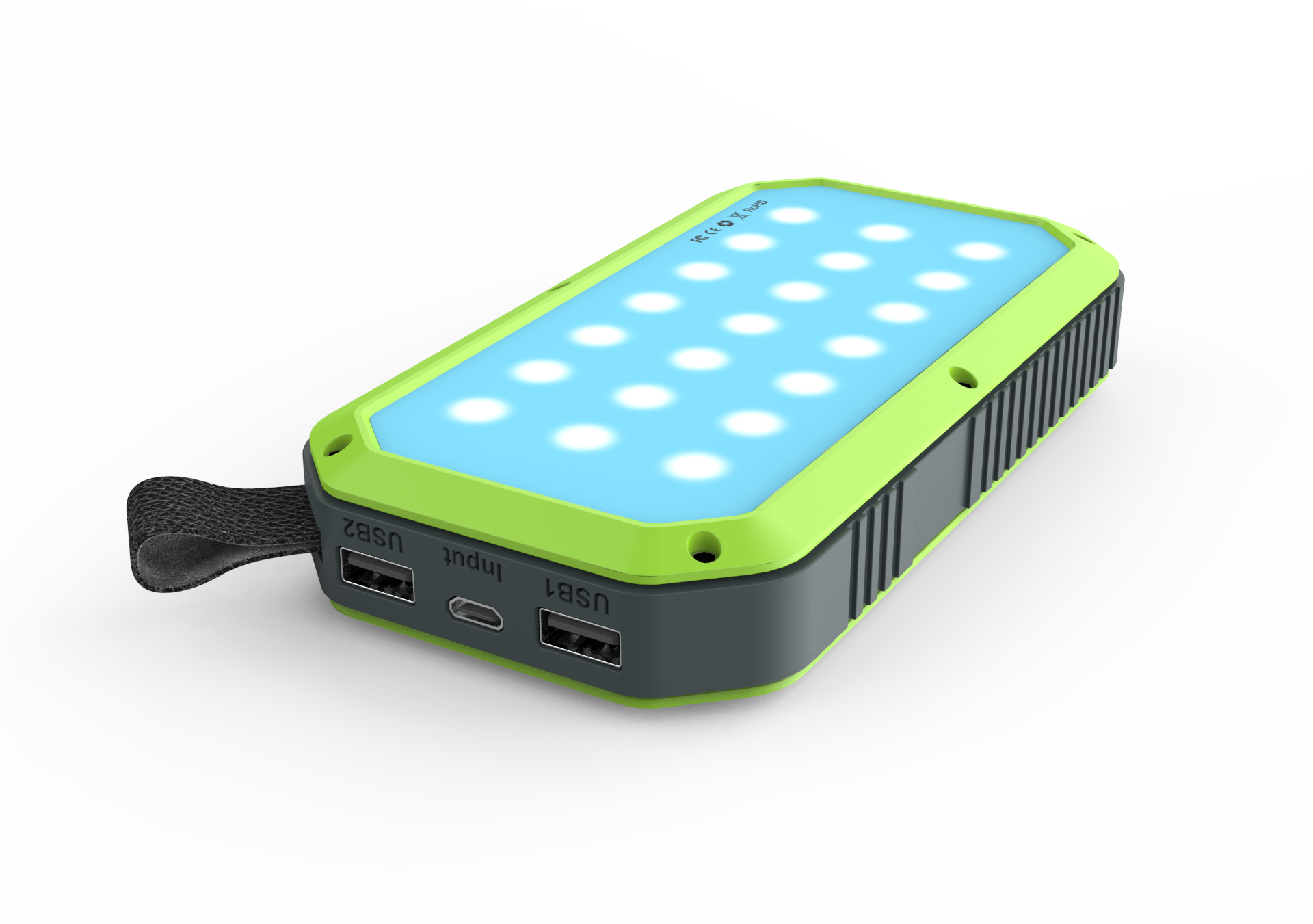 Working diagram of the back of green solar charger